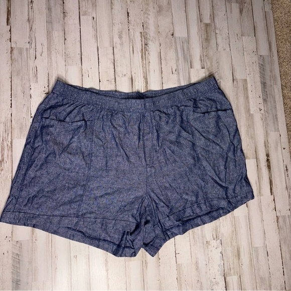 Old Navy Women's 4X Plus Size Shorts High Waisted Linen Blend Chambray Blue - Picture 3 of 16